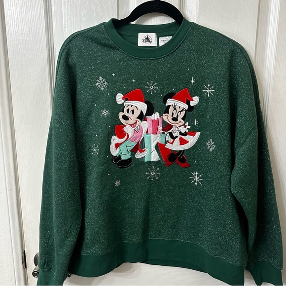 Disney World Parks Santa Mickey & Minnie Holiday Christmas Sweatshirt Women S - Picture 1 of 4